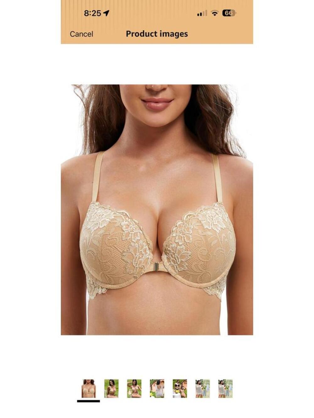 Zossav Beige Lace Front Close Bra with Adjustable Straps [COPY]